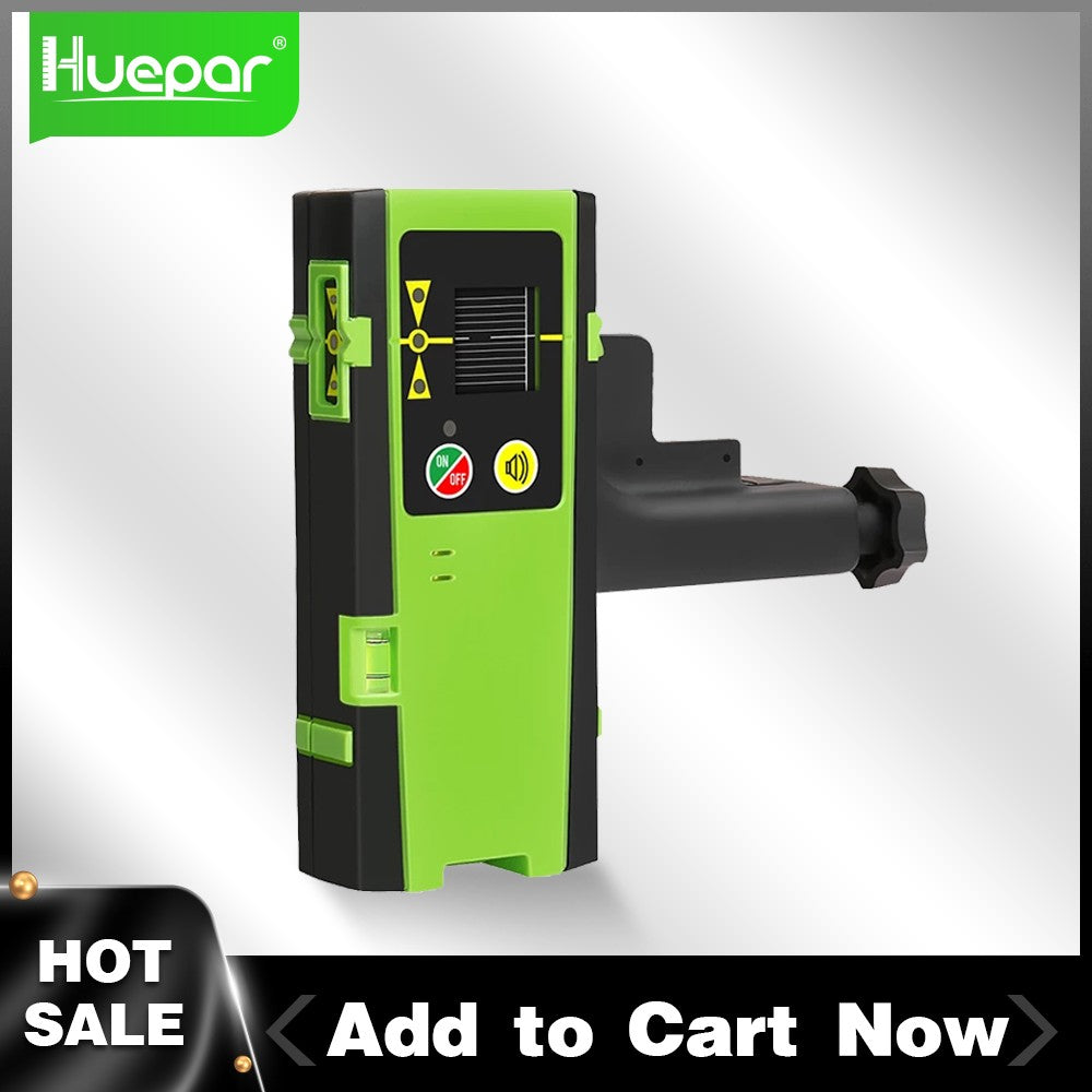 Receptor láser Digital Huepar, Detector de nivel láser de línea cruzada para exteriores, pulsación de Color verde con abrazadera para haces huepar rojos/verdes