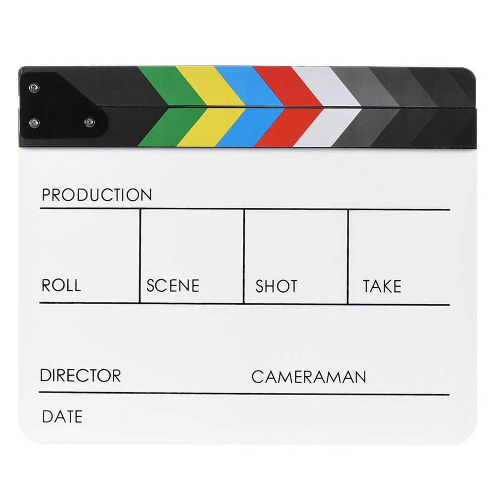 Clapperboard de acrílico colorido, tablero de borrado en seco, Director de corte, TV, película, acción, pizarra, Clapper, accesorio de corte hecho a mano