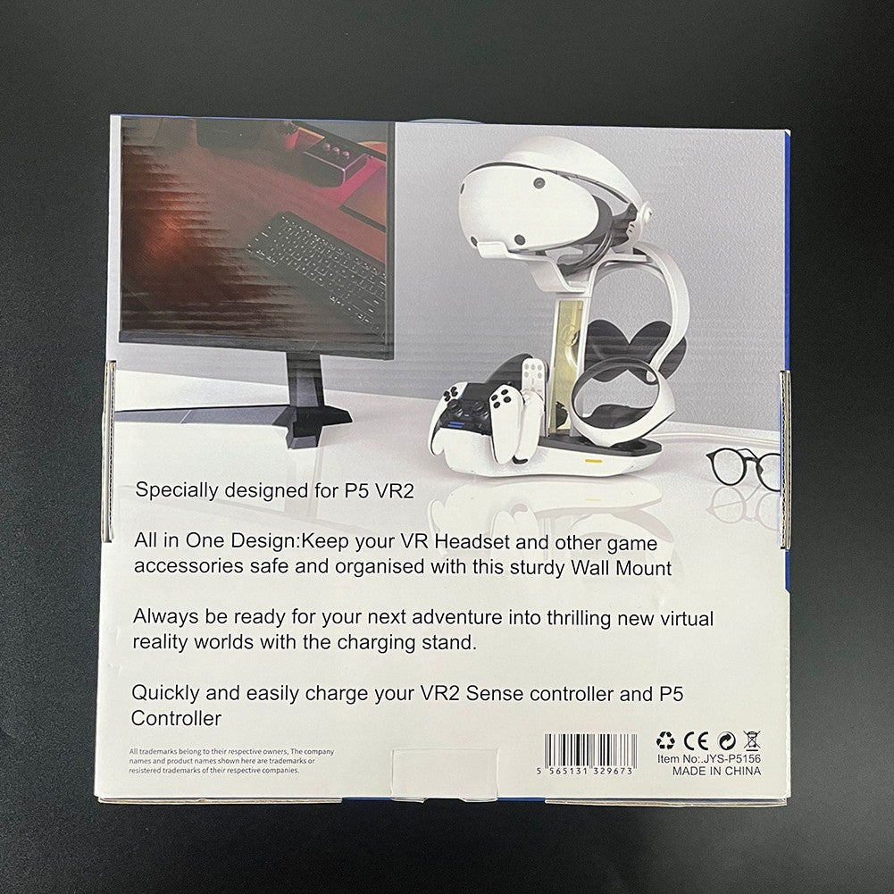 Base de carga para PS5 PS VR2, soporte de auriculares, controlador, estación de carga, luz indicadora LED, almacenamiento de auriculares para casco