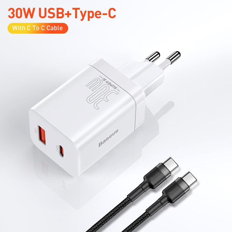 Baseus Super Si 30W USB C adaptador de cargador para iPhone 14 13 12 Pro Max iPad tipo C QC 3,0 PD carga rápida para Xiaomi cargador rápido