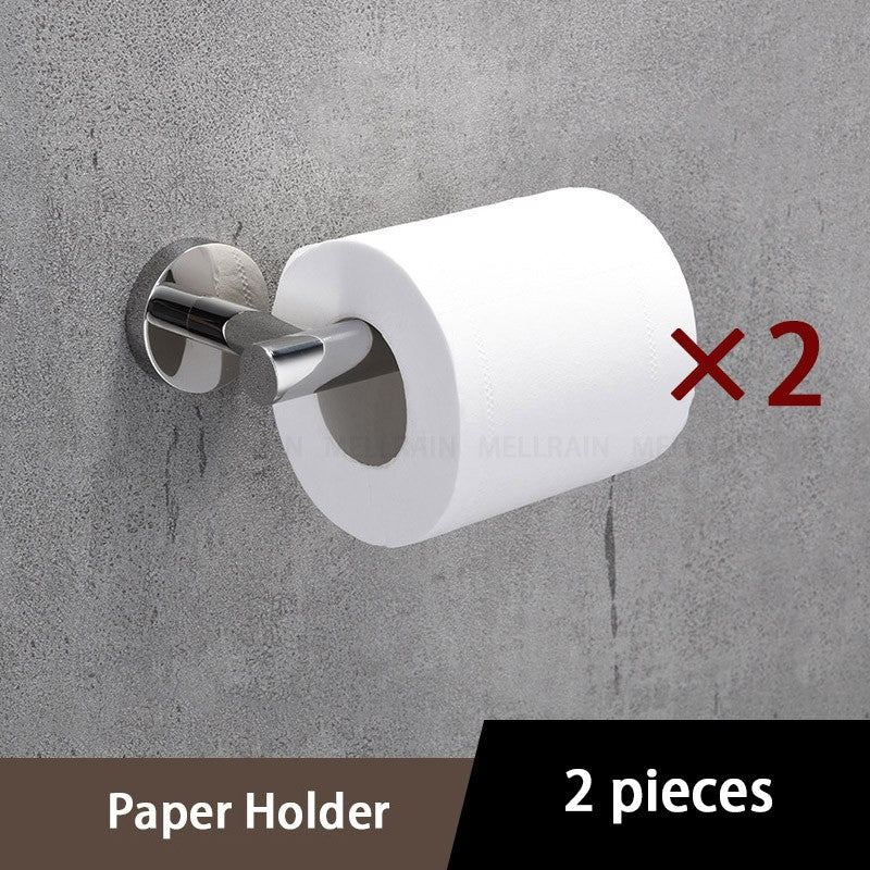 Juego de accesorios de baño con espejo brillante, barra de toalla redonda, soporte de papel higiénico, anillo de toalla, gancho para bata, bricolaje de acero inoxidable