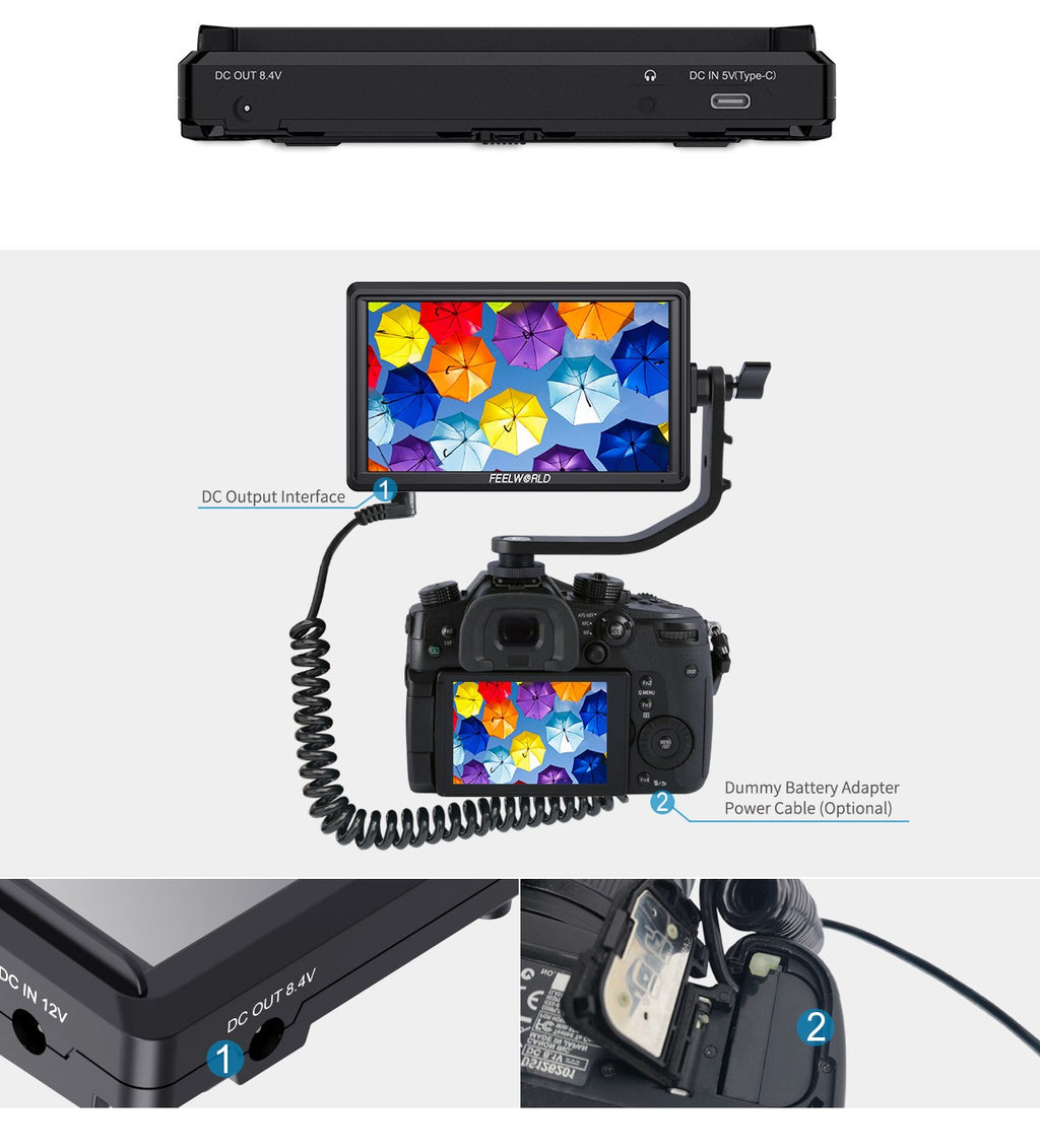 FEELWORLD FW568 V3 6 pulgadas 3D LUT DSLR cámara Monitor de campo IPS Full HD192