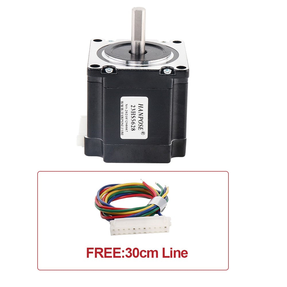 Motor paso a paso HANPOSE 23, modelo 23HS4128 23HS5128 23HS5628 23HS7628, diámetro del eje 8 mm, sistema de cuatro cables, motor serie 57.