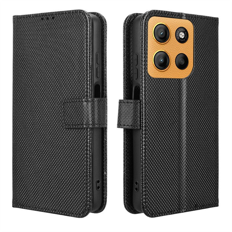 Para Motorola Moto G15 G15 Power funda de lujo con tapa patrón de diamante piel PU funda tipo billetera de cuero con soporte para Moto G15 4G bolsas de teléfono