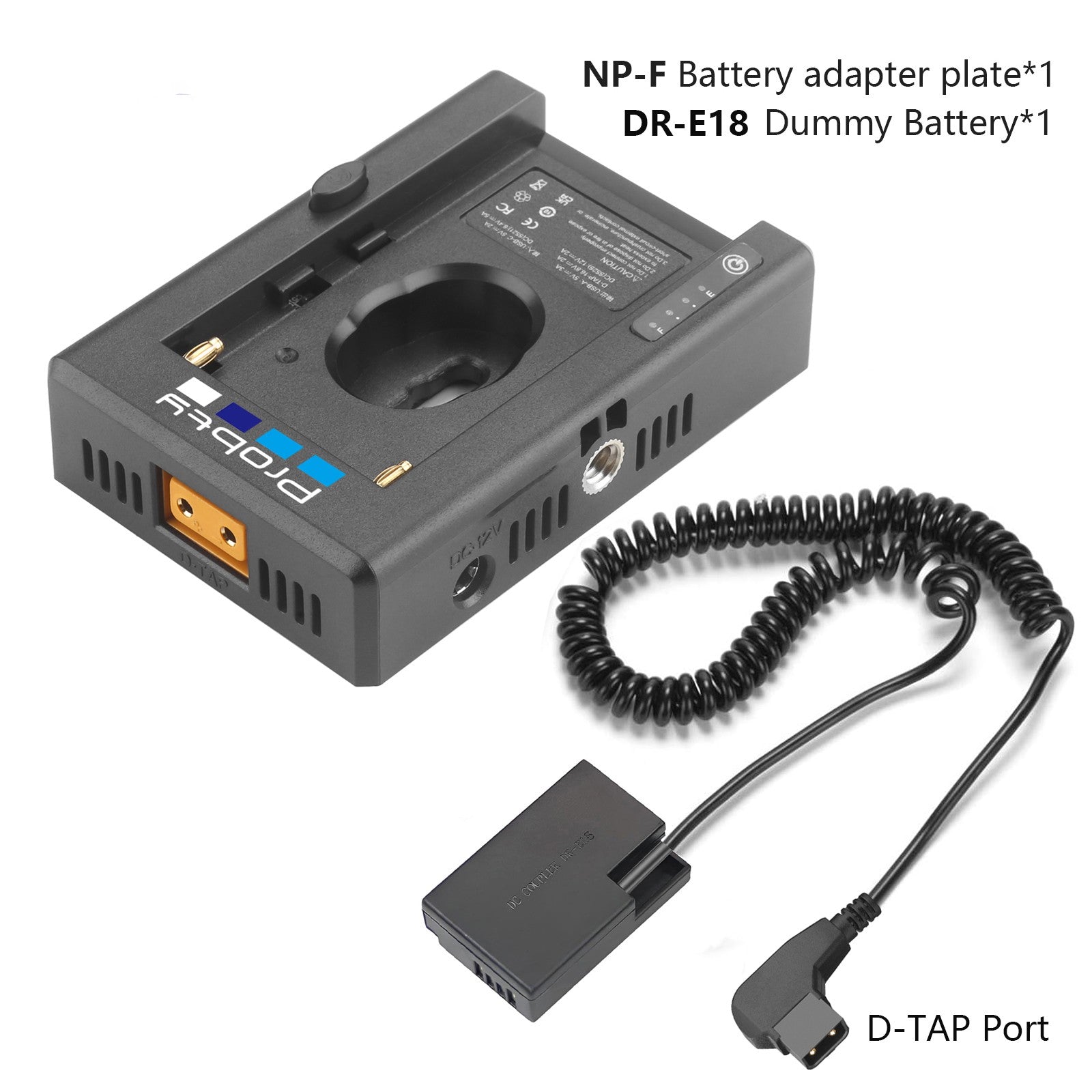 ACK-E18 DR-E18 LP-E17 Kit de adaptador de corriente de D-TAP de batería simulada + placa de montaje de adaptador de batería de NP-F para Canon EOS Rebel SL2 SL3 T6i T6S