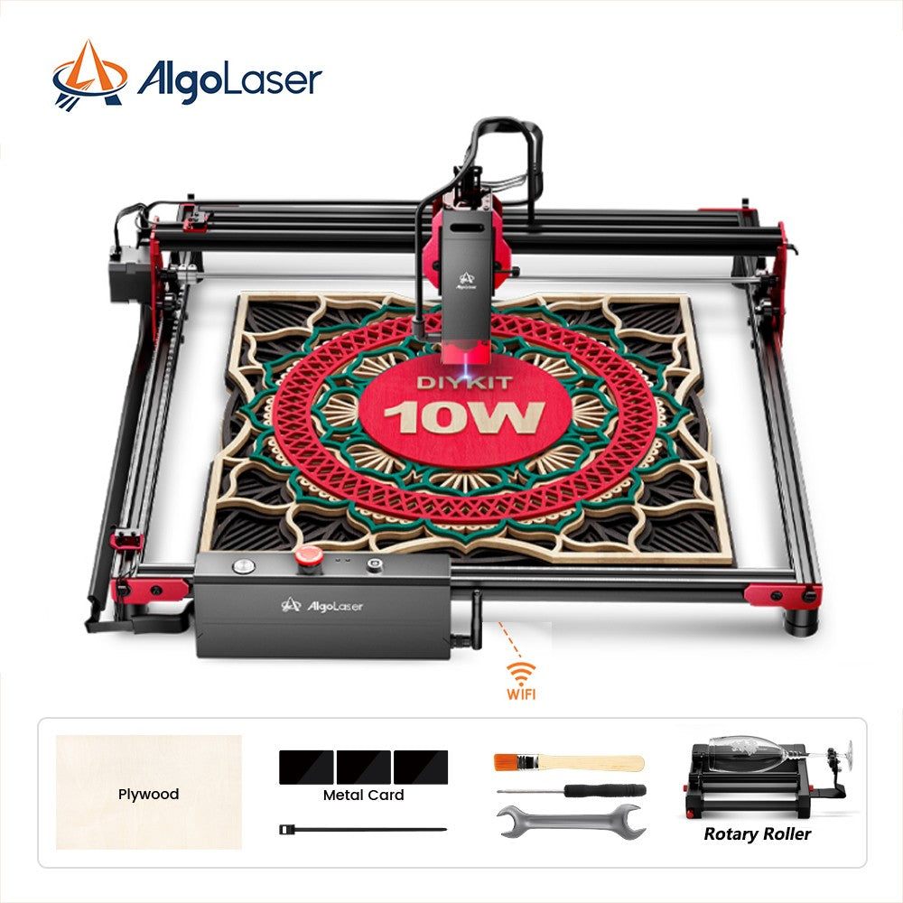 Algolaser KIT DIY Grabador y Cortador Láser CNC para Madera, con Enfoque Largo y Corto, para Trabajos en Madera, Máquina de Grabado y Corte