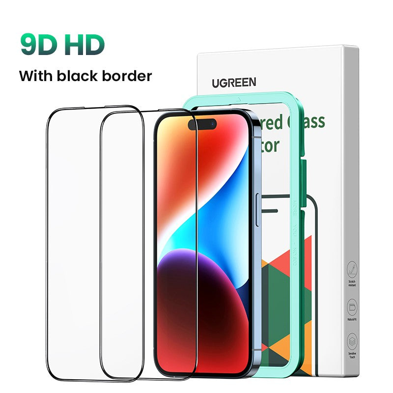 UGREEN-protectores de pantalla de vidrio templado para iPhone, película HD, 16 Plus, 15, 14, 13, 12, 2 unidades