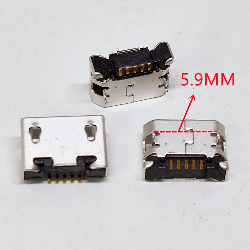 100 Uds Micro USB mini conector 5pin 5,9mm 6,4mm 7,2mm aguja corta 5P DIP2 puerto de datos puerto de carga para enchufe final móvil puerto V8