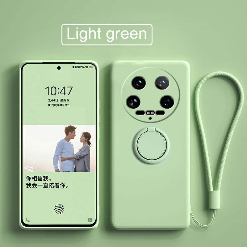 Funda para Xiaomi 14 Ultra Líquido silicona anillo soporte suave funda de teléfono para Xiaomi 14 Ultra a prueba de golpes Fundas traseras Xiaomi 14Ultra