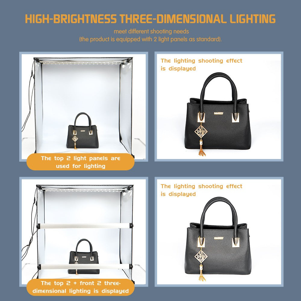 Cajas blandas para estudio de fotografía, mesa de fotografía regulable, plegable, portátil, Kit de tiendas de campaña con tablero de fondo de 3 uds.