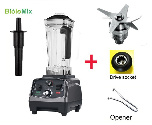 BioloMix-batidora con temporizador de alta resistencia, 3HP, 2200W, exprimidor, procesador de alimentos y frutas, batidos de hielo, sin BPA, tarro de 2L