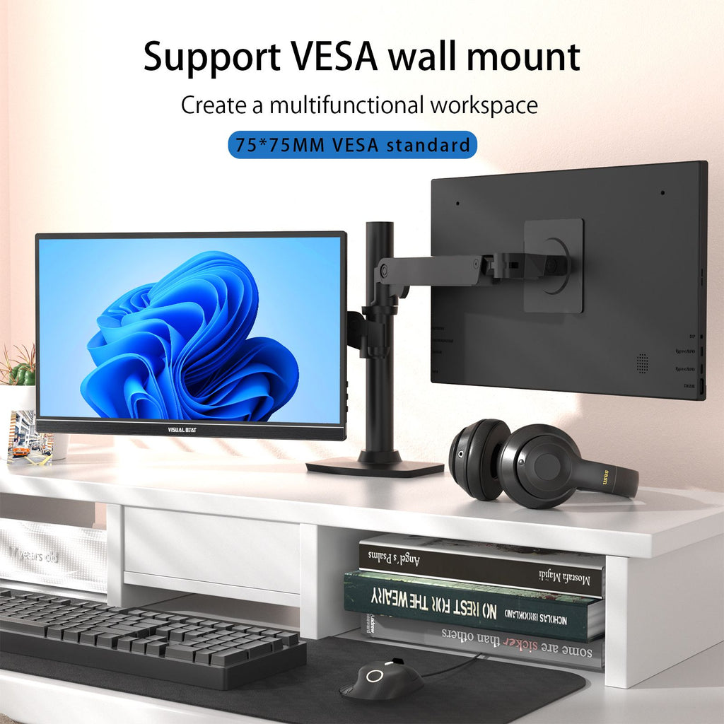 VISUALBEAT Monitor Portátil con Pantalla Táctil de 15.6'', FHD 1080P IPS HDR, con USB-C y HDMI, para Laptop, PC, Mac, Consola, Oficina y Viajes
