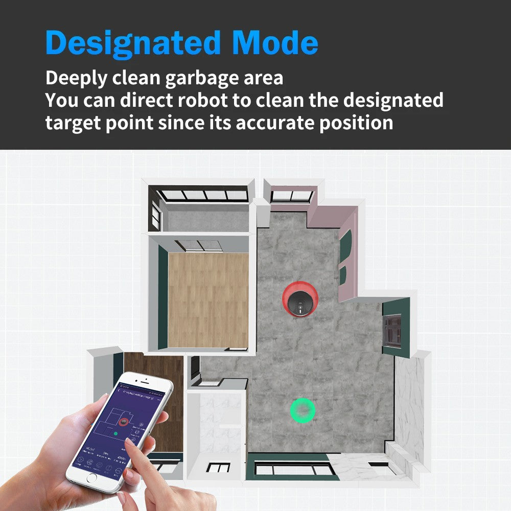 Robot aspirador ABIR X6 con sistema de ojo inteligente, succión 6000pa, software virtual wall, limpieza de áreas, desinfección por limpieza húmeda, tarjeta de memoria, compatible con Alexa, Google Home