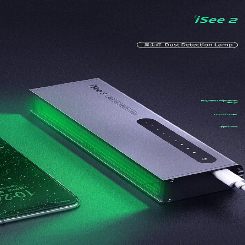 Lámpara de detección de polvo Qianli Mega ISee 2, luz UV verde y blanca, pantalla LCD, herramientas de reparación de programador de batería de teléfono móvil