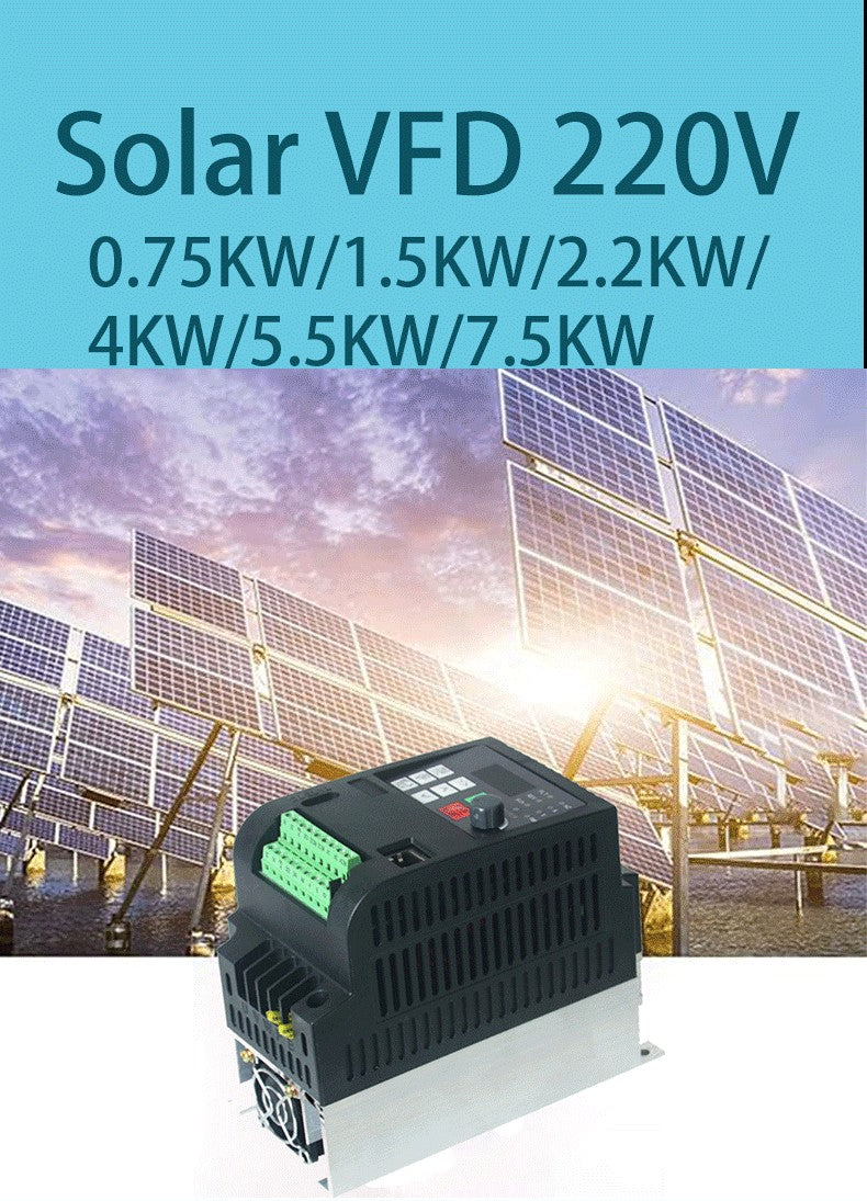 Inversor Solar VFD de 0,75-7,5 kW, 3P CC, 200-400V, entrada de 220V, convertidor de frecuencia de salida, controlador de bomba de agua, Control de velocidad MTTP