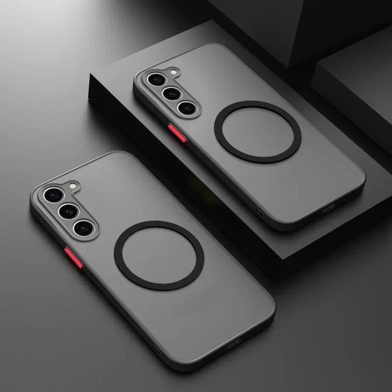 Para Magsafe funda magnética mate para Samsung Galaxy S25 S24 S23 S22 S21 Ultra Plus FE cubierta de carga inalámbrica esmerilada a prueba de golpes