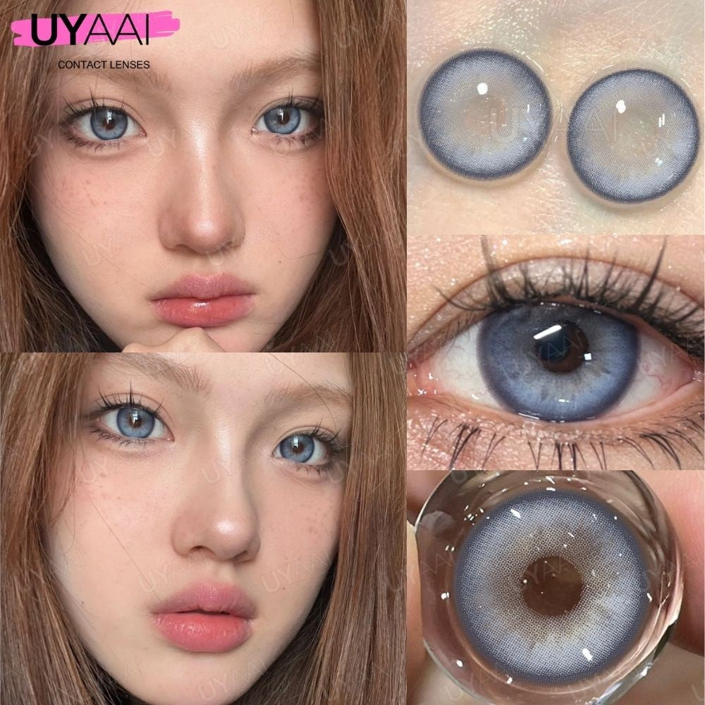 UYAAI 1 par de lentes de contacto serie Russian Girl Pro lentes de contacto verdes serie Bubble ojos grandes lentes suaves anuales ojos verdes