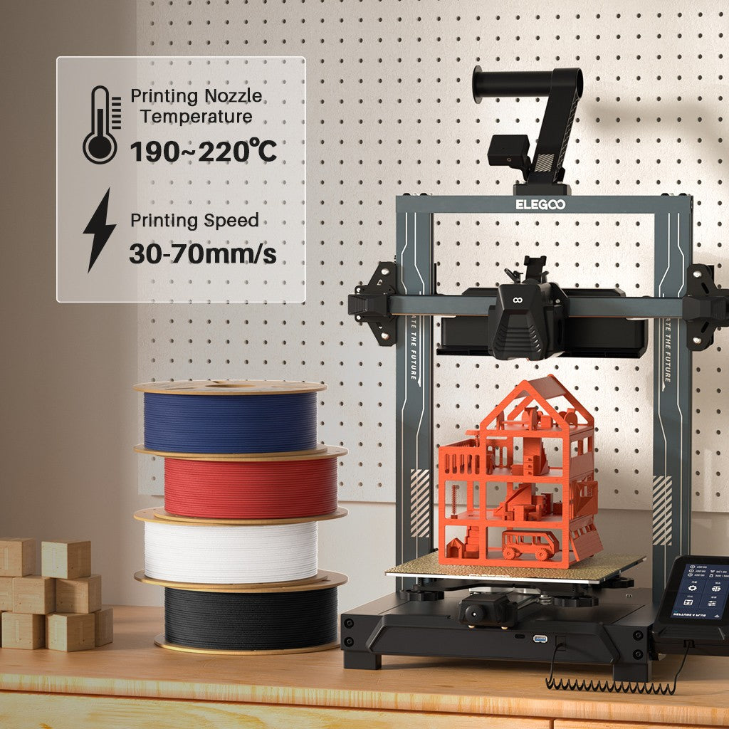 Filamento PLA Mate ELEGOO 1KG, 1.75mm para Impresora 3D FDM, Precisión Dimensional +/- 0.02mm, Bobina de Cartón de 1kg (2.2lbs)
