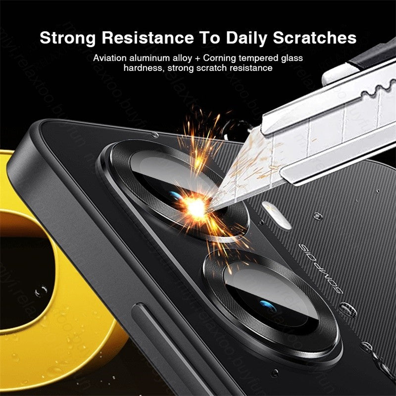 Para Xiaomi Poco X7 Pro 5G funda anillo Matel + tapa protectora de lente de cámara de vidrio templado 9D PocoX7Pro Poko Little X 7 Pro 7Pro X7Pro