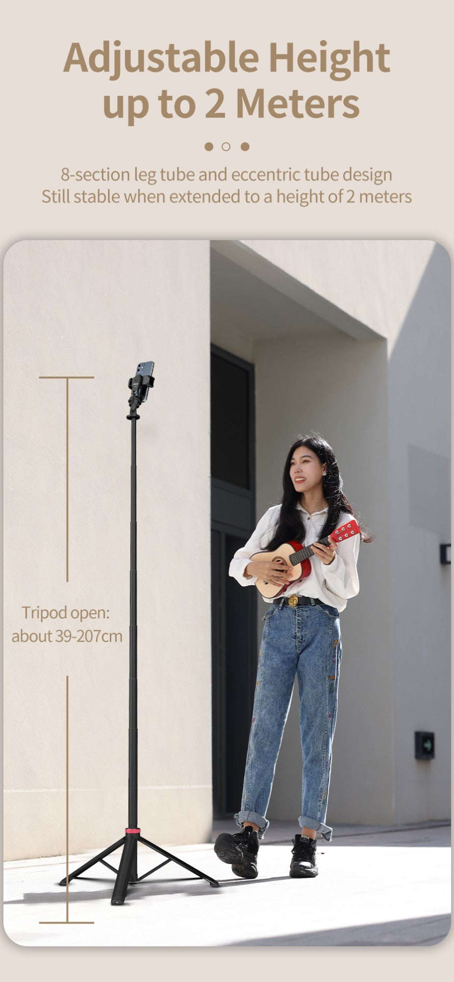 Trípode extensible Ulanzi MT-79 con tornillo de 1/4 pulgadas para cámara DSLR, trípode de micrófono con luz de relleno para teléfono inteligente