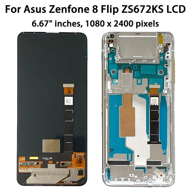 Pantalla AMOLED para Asus Zenfone 7 ZS670KS / Zenfone 7 Pro ZS671KS, ensamblaje de digitalizador de pantalla táctil para Zenfone 8 Flip ZS672KS LCD