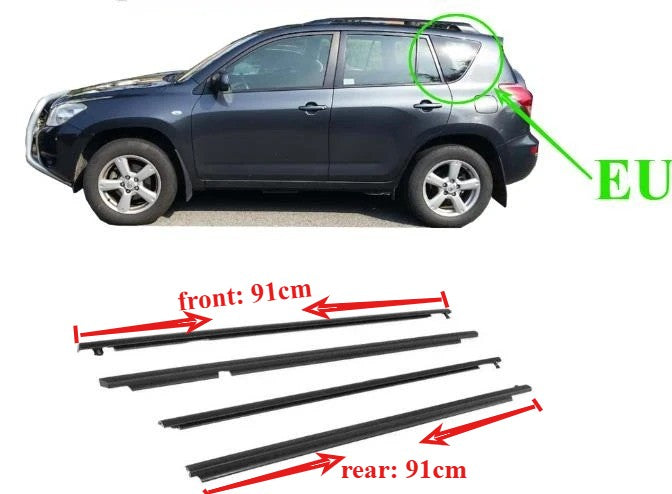 4 Uds. De goma para ventanas de EE. UU. o UE exterior para Toyota RAV4 2009-2012 75720-0R020 Protector de vidrio tira meteorológica para RAV-4 vidrio XA30