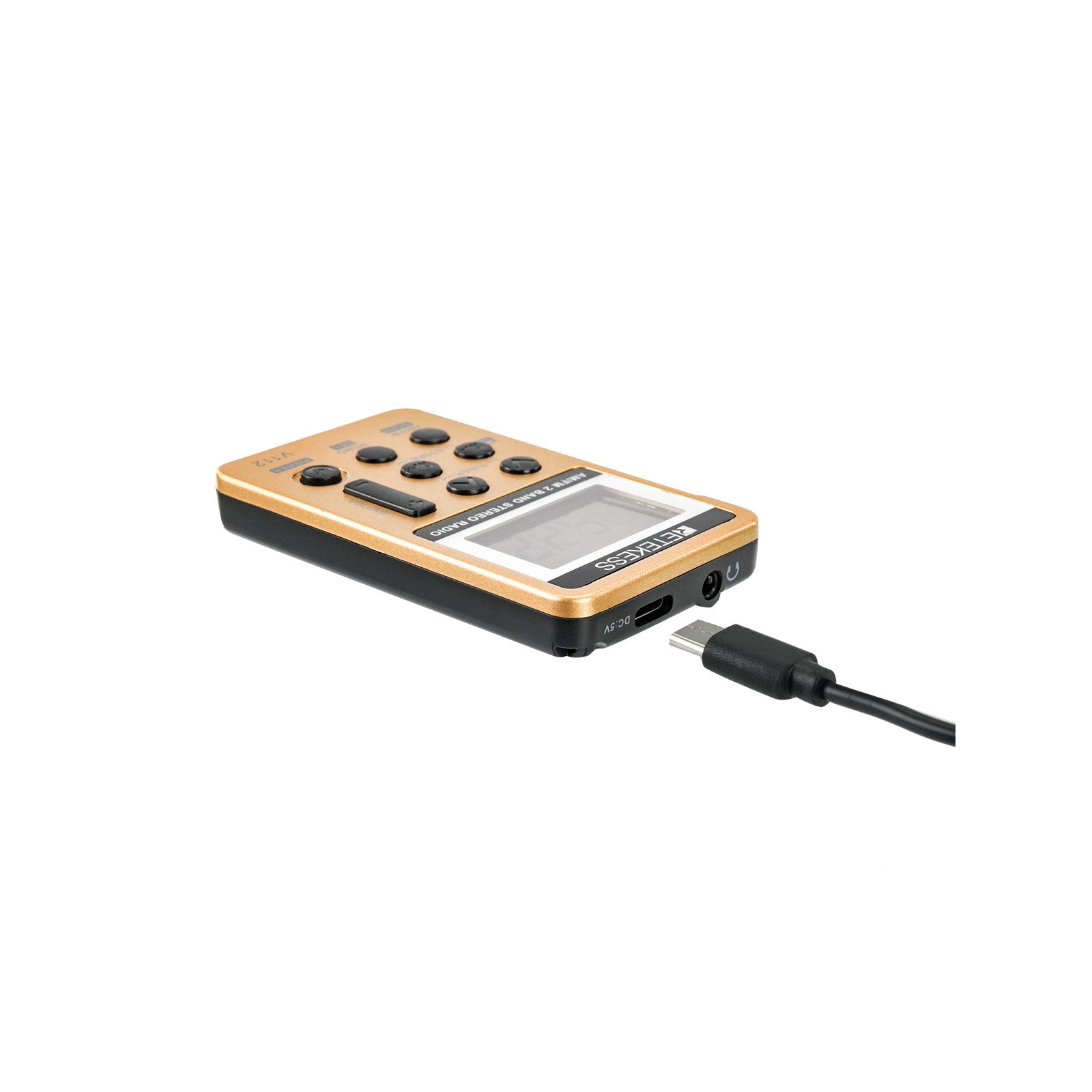 RETEKESS-Radio de 2 bandas V112, 10 piezas, FM, AM, Mini sintonización Digital portátil, receptor de Radio con batería recargable y auriculares