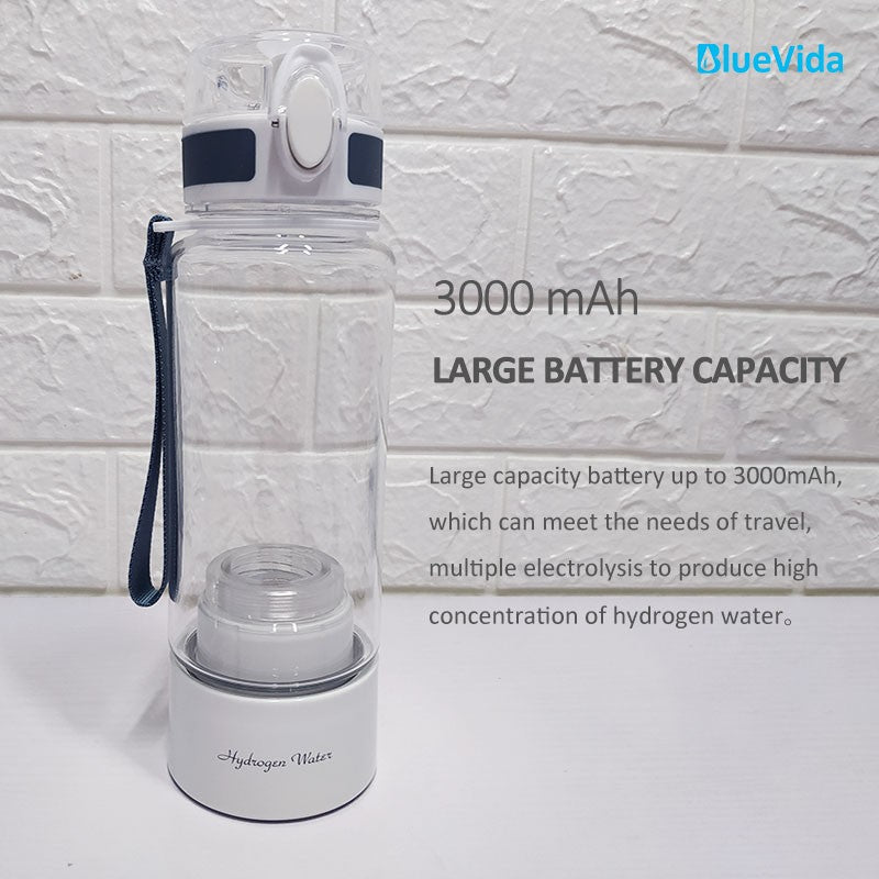 Generador de agua hidrogenada Bluevida de nuevo estilo deportivo SPE y PEM, H2 hasta 3000ppb y botella de agua hidrogenada con gran capacidad de batería