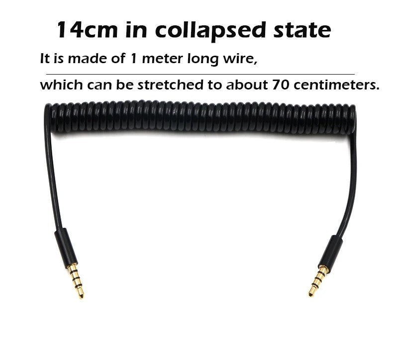 Conector de extensión 3,5mm 4 3 polos TRRS a TRRS macho a hembra auriculares Audio estéreo AUX Cable en espiral con resorte