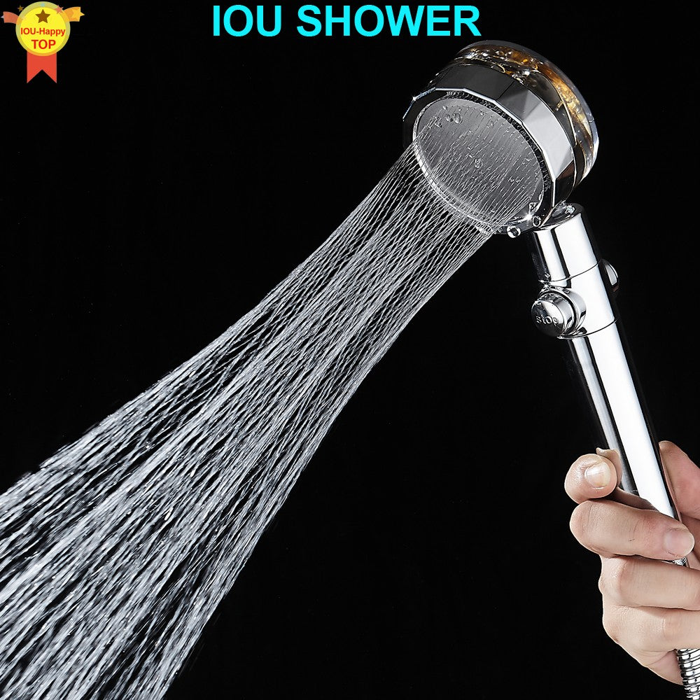 Nuevo cabezal de ducha con flujo de ahorro de agua, rotación de 360 grados con ventilador pequeño, boquilla de pulverización de alta presión ABS para lluvia, accesorios de baño