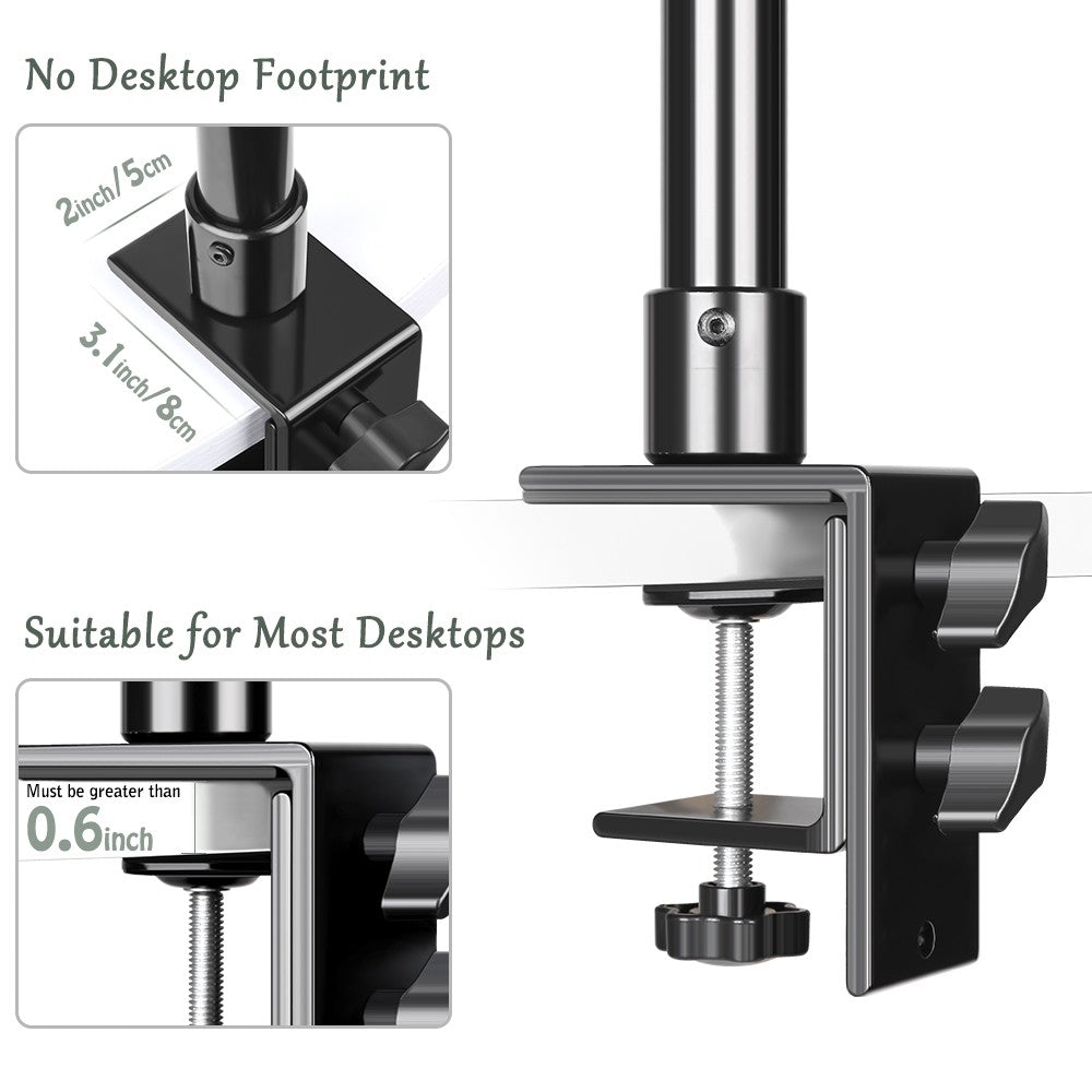 Abrazadera de trípode C, soporte de luz de montaje de escritorio con cabeza de bola de 1/4 ", accesorio de mesa, anillo de luz, soporte de mesa ajustable, cámara DSLR