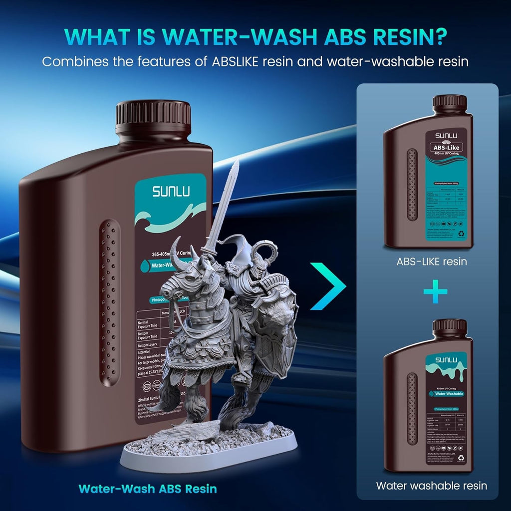SUNLU 5KG lavado con agua ABS/resina de lavado con agua 395-405nm resina fotopolímero de curado UV resina de curado rápido para impresora 3D LCD DLP SLA