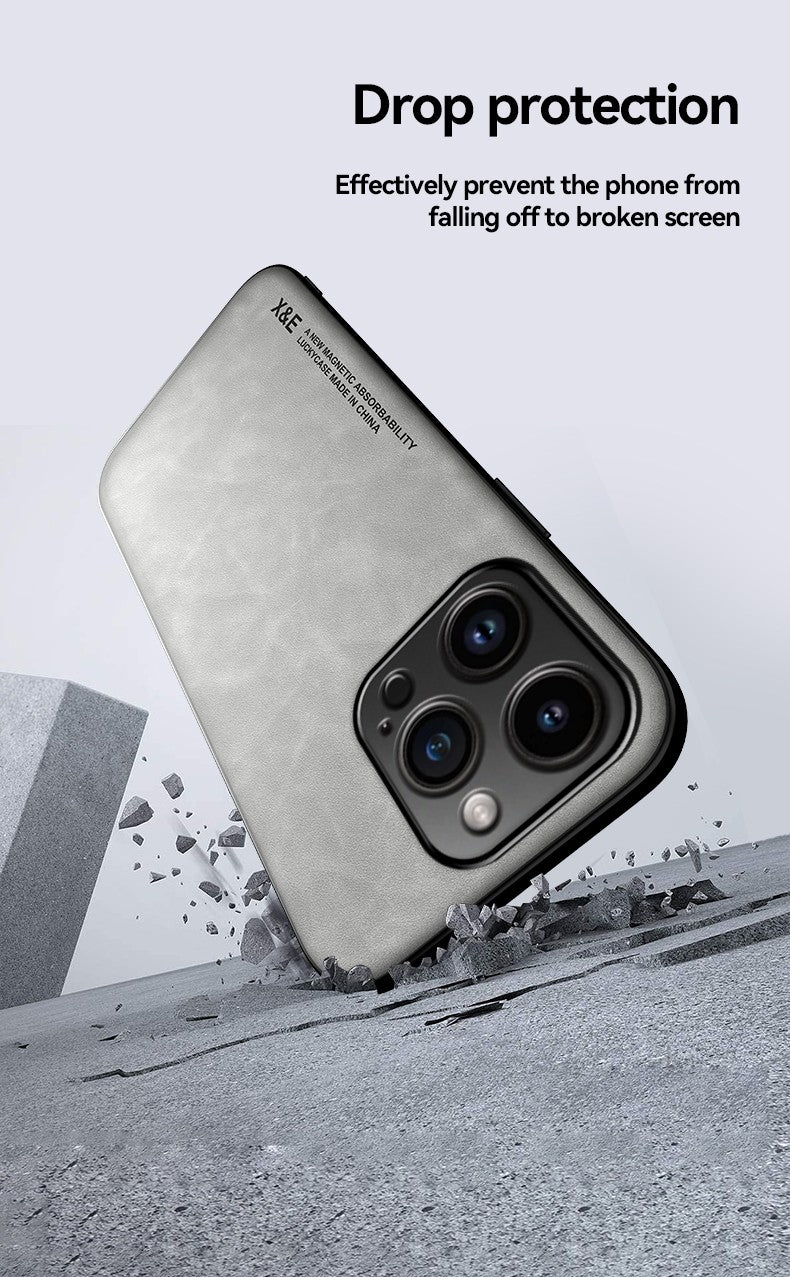 Funda de cuero de lujo para iPhone 16 Pro Max, funda con placa de Metal, soporte para coche, funda para iPhone 16 Pro 16Plus