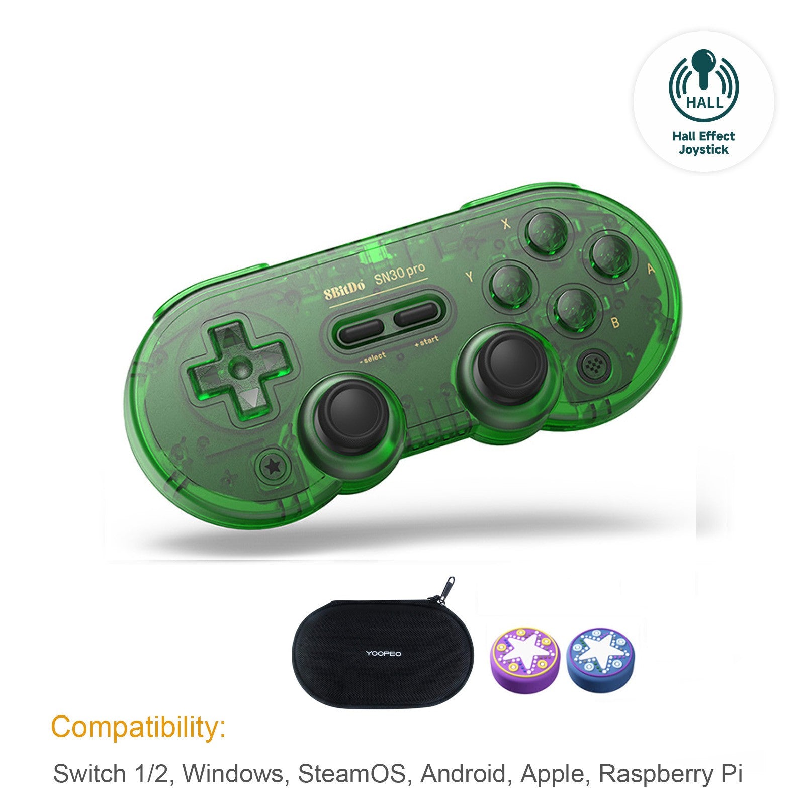 Control Inalámbrico para Juegos 8Bitdo SN30 Pro con Bluetooth y Efecto Hall para Switch 2, MacOS, Android, Raspberry Pi, Windows, Steam Deck