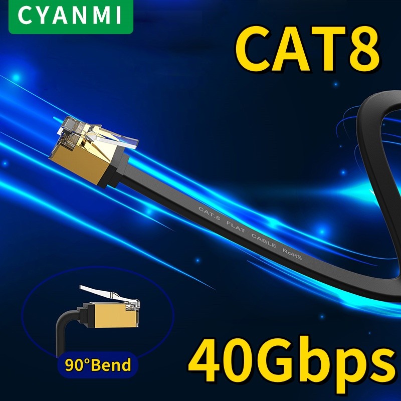 CYANMI-Cable Ethernet CAT8 40gbps CAT 6, Cable de red Lan para PC, módem, portátil, PS 5, enrutador RJ45 Flat Cat 8
