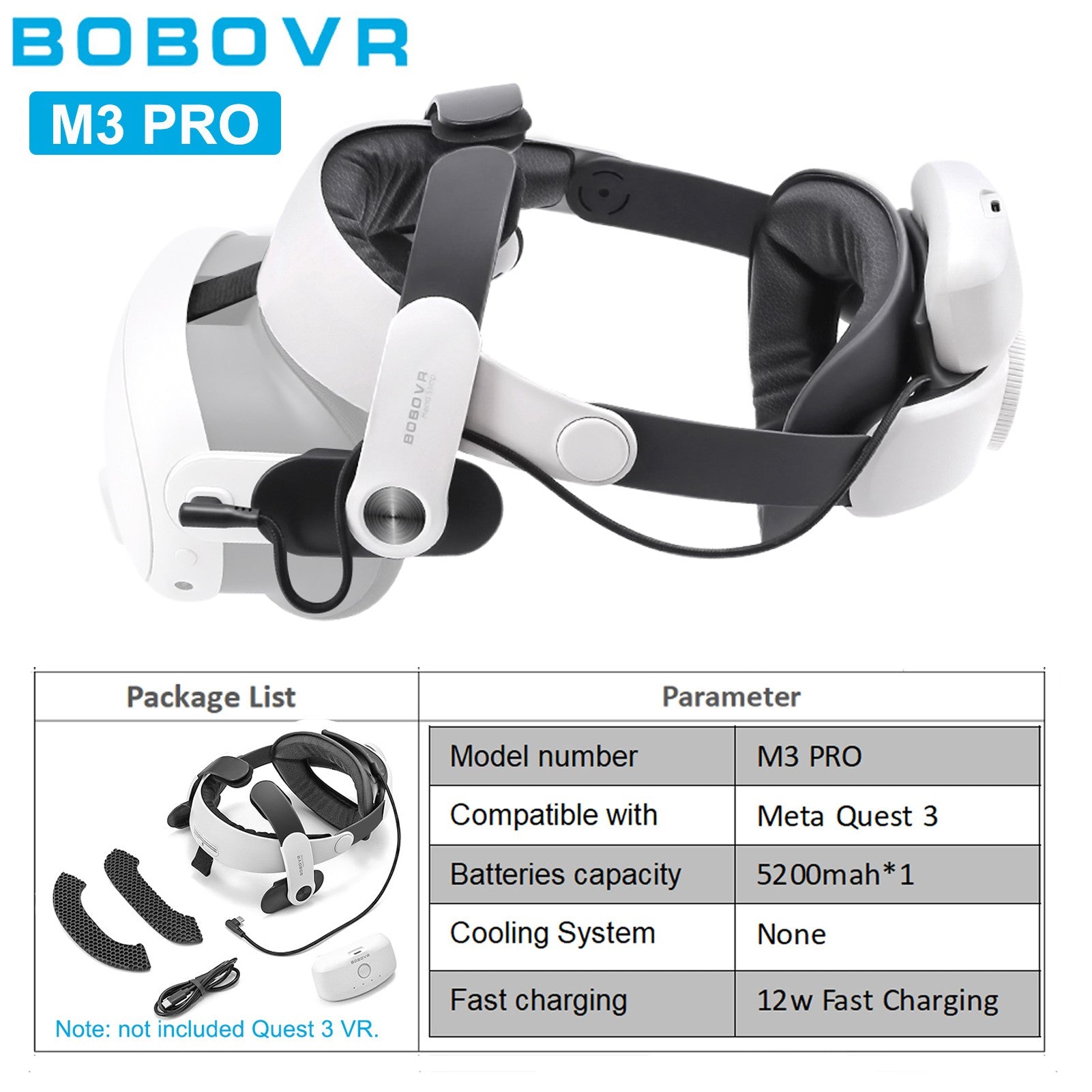 Correa para la cabeza BOBOVR para Meta Quest 3S VR S3 Pro Super Strap M3 Max con batería B100, M3 Pro con correa Halo de batería B2 M3 Mini