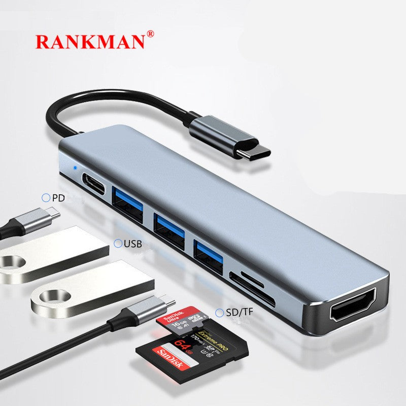 Adaptador USB C a HDMI 4K, USB 3.0 Tipo C PD SD TF, Estación de Acoplamiento, Divisor para MacBook, iPad, Samsung S10, Dex, Laptop