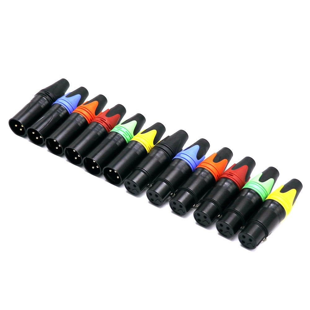 20 piezas, 10 juegos de conectores XLR de 3 pines, coloridos, hembra y macho, de 3 polos, para micrófono, amplificador de audio, para audiófilos