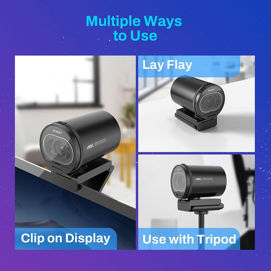 Cámara Web 4K 1080P 60FPS con Enfoque Automático, Cámara Web para Transmisión en Vivo EMEET S600 con Micrófonos y Cubierta de Privacidad para Tiktok/YouTube
