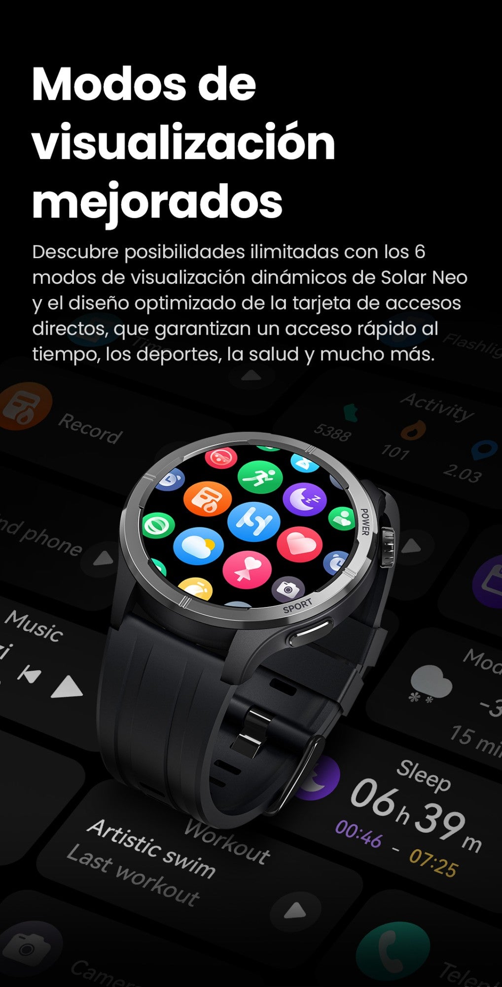 HAYLOU Solar Neo Reloj inteligente Pantalla HD de 1,53'' Llamada Bluetooth Monitoreo de salud 24 horas Relojes inteligentes Hombres Mujeres Relojes deportivos inteligentes