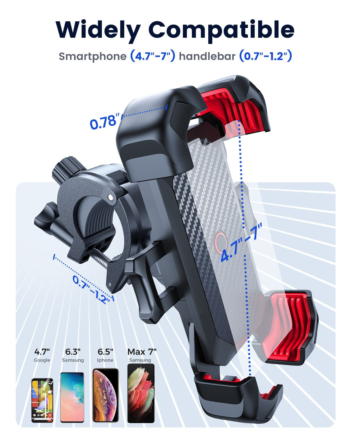 Joyroom Soporte universal para teléfono de bicicleta para teléfono móvil de 4,7-7 pulgadas 360 ° Ver soporte para teléfono de bicicleta soporte a prueba de golpes JR-ZS288