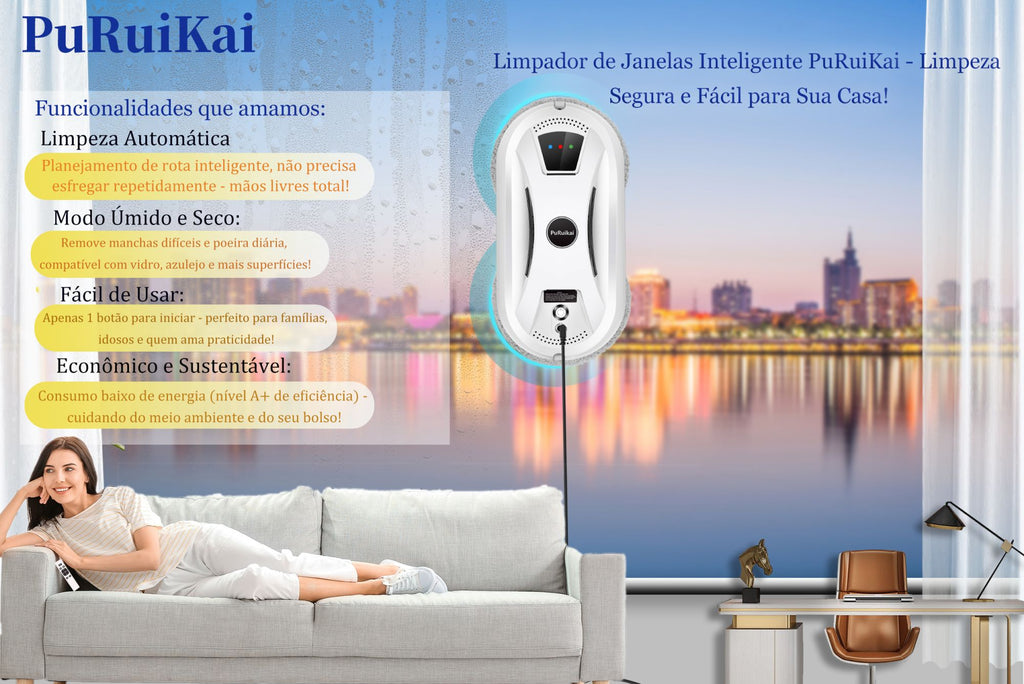 Robot de limpieza de ventanas PuRuiKai, limpiador de ventanas eléctrico de alta succión, Robot aspirador con Control remoto anticaída