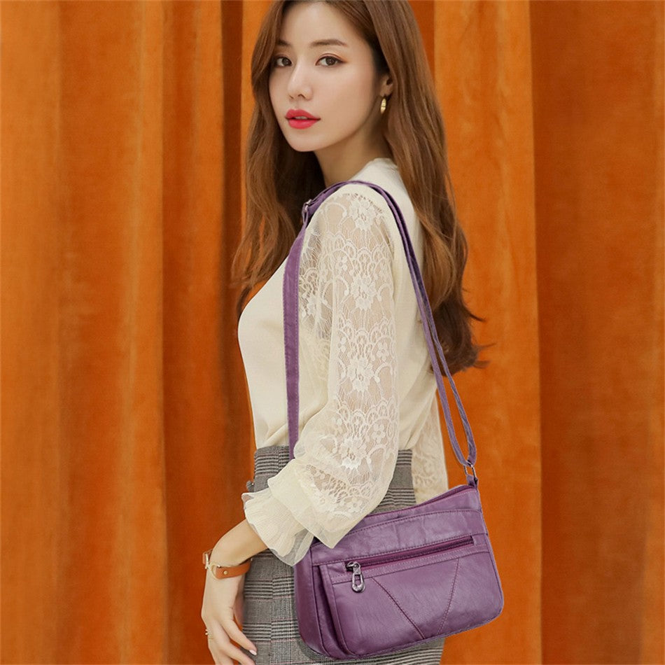 Bolso bandolera de Color liso que combina con todo, bolsos de hombro de alta capacidad para mujer, bolso de mano de piel sintética de alta calidad 2021