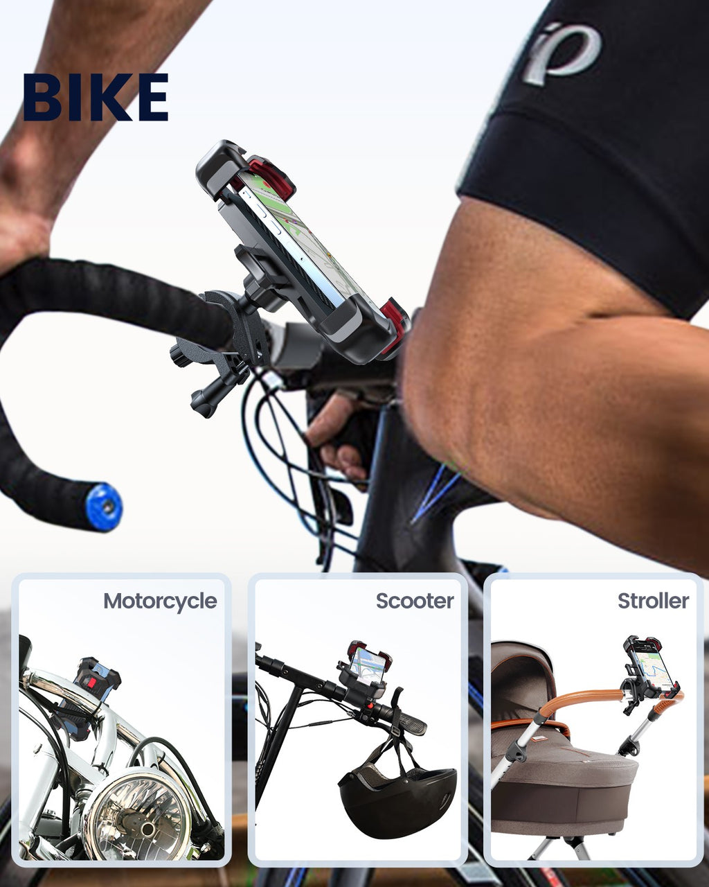 Joyroom Soporte universal para teléfono de bicicleta para teléfono móvil de 4,7-7 pulgadas 360 ° Ver soporte para teléfono de bicicleta soporte a prueba de golpes JR-ZS288