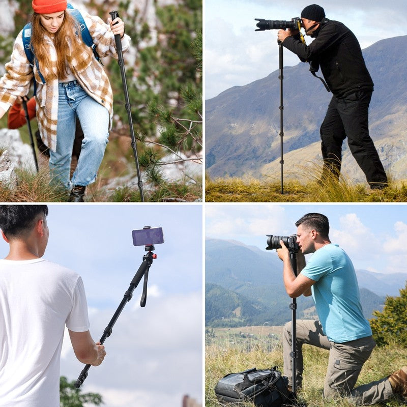 Ulanzi-trípode de aluminio para cámara DSLR, ligero de 1/4 monopié/3/8 pulgadas, palo de Selfie de viaje y senderismo, máx. 155cm, carga de 5KG