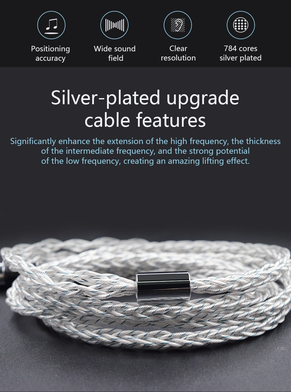 KZ 8 núcleos plata azul híbrido 784 núcleos Cable de actualización plateado Cable de auriculares para KZ ZS10 PRO ZSN PRO ZSX DQ6 ZAX ASX ASF