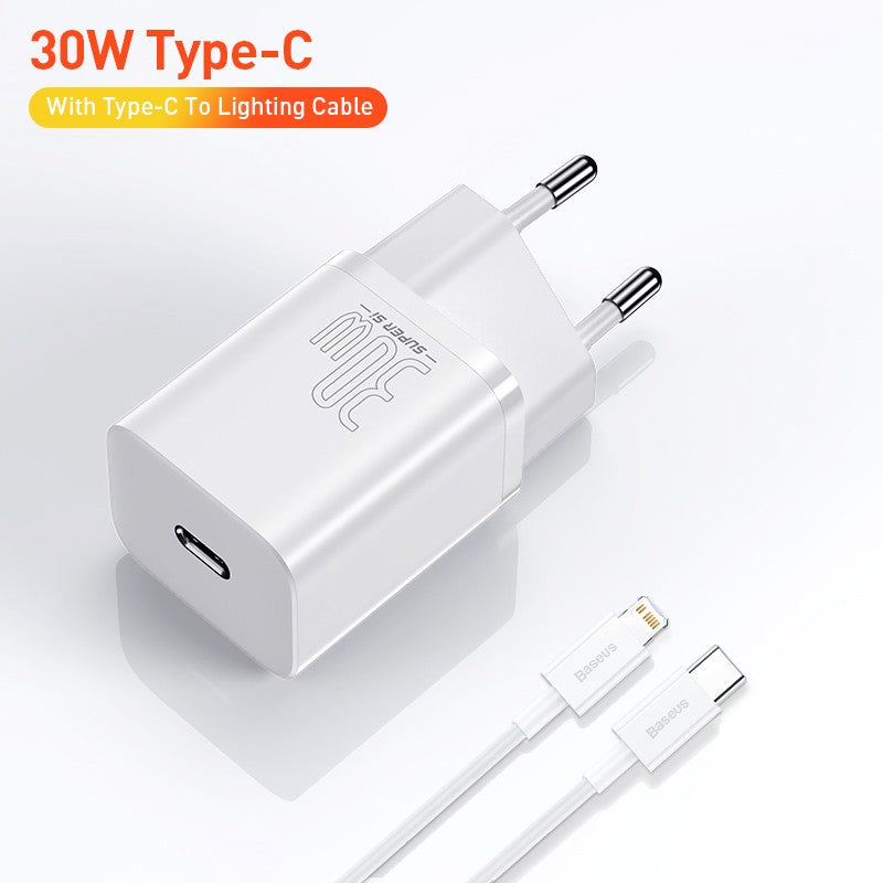 Baseus Super Si 30W USB C adaptador de cargador para iPhone 14 13 12 Pro Max iPad tipo C QC 3,0 PD carga rápida para Xiaomi cargador rápido