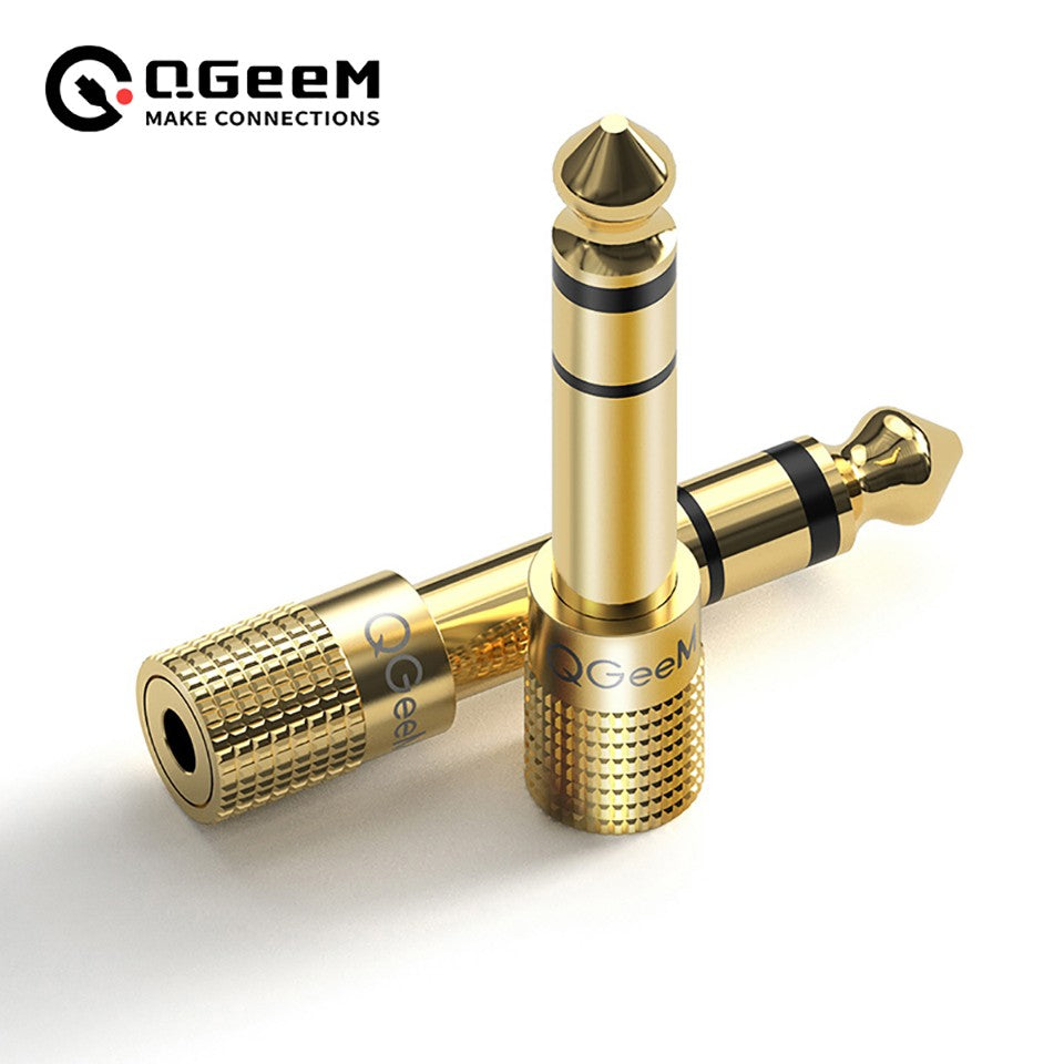 QGeeM Jack 6,5 6,35mm enchufe macho a conector hembra de 3,5mm amplificador de auriculares adaptador de Audio micrófono AUX 6,3 3,5mm convertidor