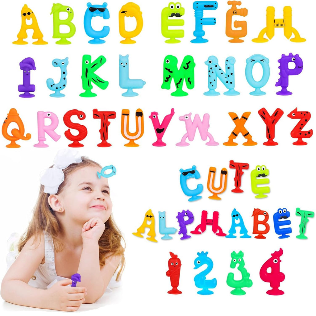 Juguete con ventosa de letras y números, juguete de bloques de construcción de silicona suave, juguete con ventosa sensorial para niños, juego interactivo para padres e hijos, juguete de baño