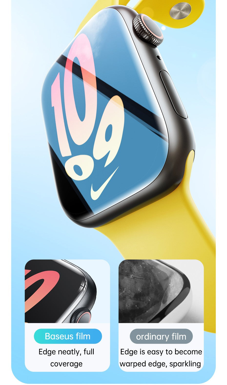 Baseus 2 uds Nano Protector de pantalla para Apple Watch 8 7 6 SE SE2 5 4 hidrogel suave 40/41/44/45mm película protectora de cobertura completa